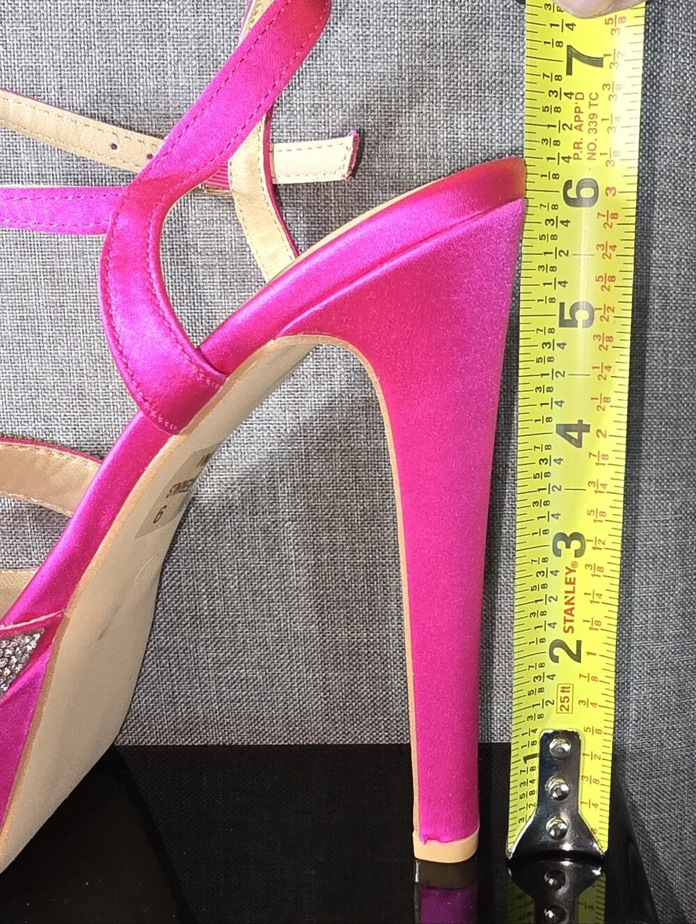 Women's Fuchsia Platform Stiletto Sandals with Crystal Strap